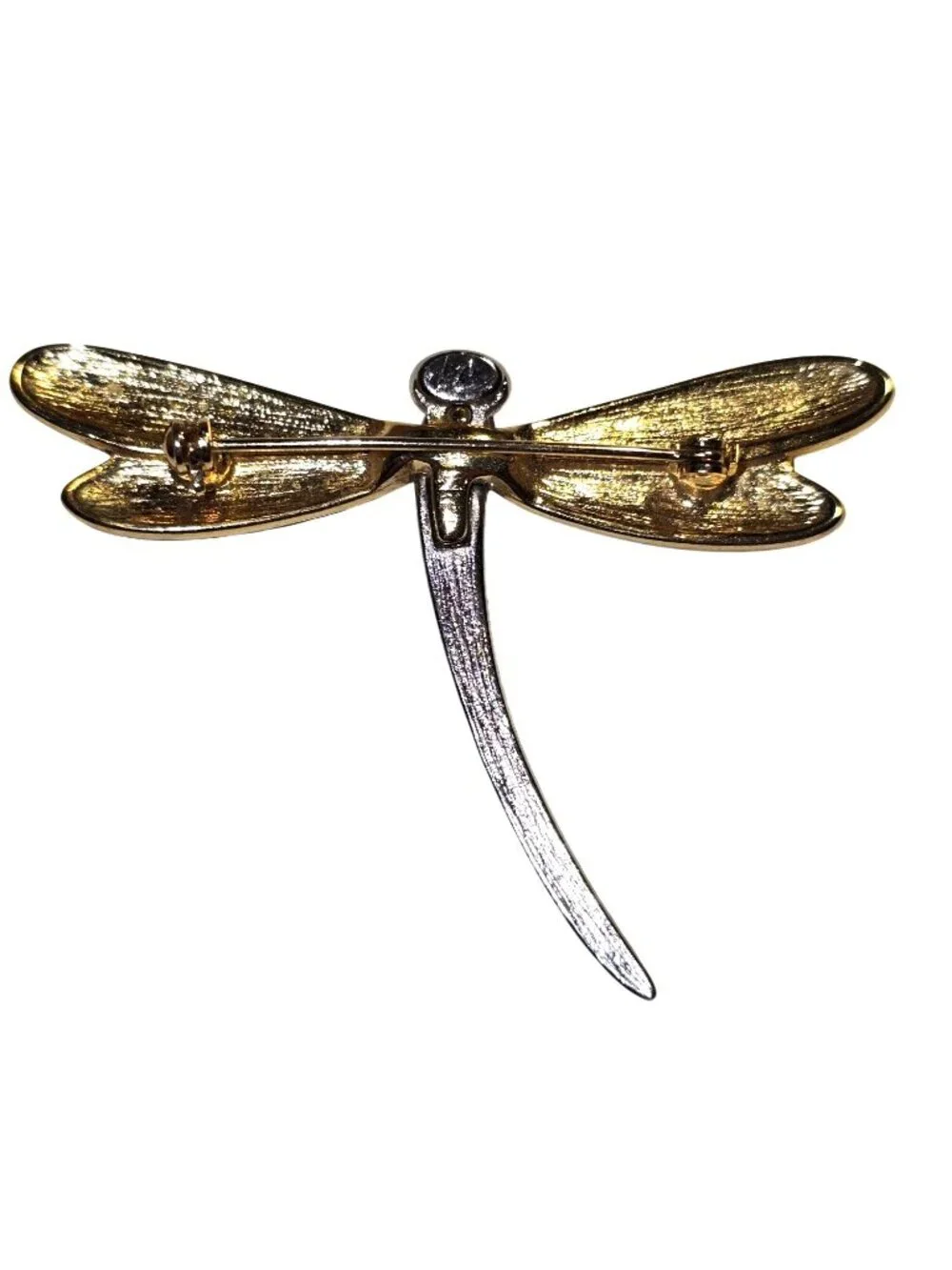 Dragonfly Firefly Liz Claiborne Mixed Metal Silver Gold Brooch 2 Piece Set - Picture 6 of 8